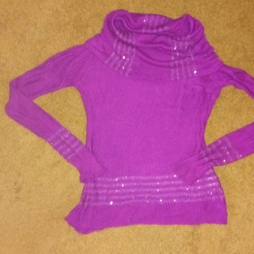 Anne Klien magenta cowl neck sweater